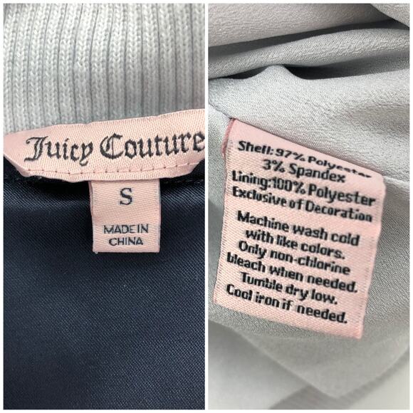 Juicy Couture SMALL Navy Blue Cactus Patch Track Windbreaker Bomber Jacket Zip - Picture 7 of 7